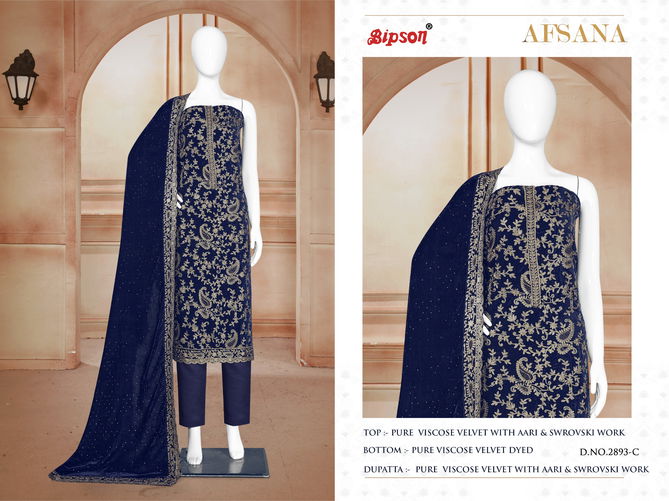 Afsana 2893 By Bipson Viscose Velvet Designer Dress Material Wholesale Shop In Surat